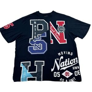 Parish Nation Men Black Graphic T Shirt Big Tall 4XL "Moving Nation" Street Wear